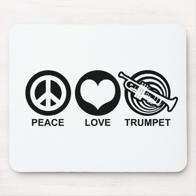 Peace Love Trumpet Mouse Mat (Front)