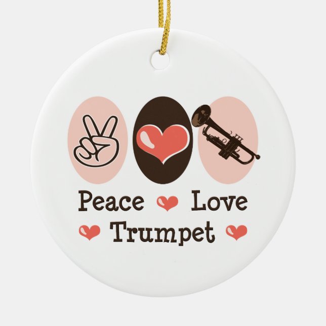 Peace Love Trumpet Ornament (Front)