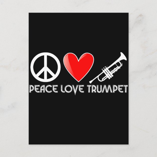 Peace, Love, Trumpet Postcard (Front)