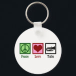 Peace Love Tuba Player Key Ring<br><div class="desc">Peace Love Tuba. A cool tuba player gift with a peace sign,  heart,  and instrument.</div>