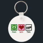 Peace Love Tuba Player Key Ring<br><div class="desc">Peace Love Tuba. A cool tuba player gift with a peace sign,  heart,  and instrument.</div>