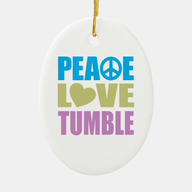 Peace Love Tumble Ceramic Tree Decoration (Front)