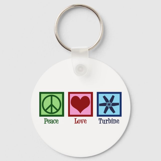Peace Love Turbine Fan Key Ring (Front)