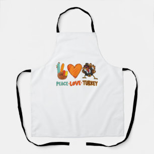 Peace Love Turkey Gobble Dabbing Turkey Autumn Tha Apron
