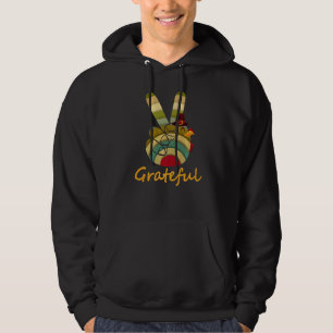 Peace Love Turkey Grateful Turkey Hand Sign Thanks Hoodie