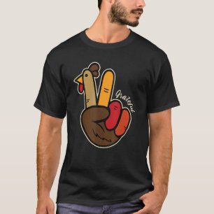 Peace Love Turkey Grateful Turkey Hand Sign Thanks T-Shirt