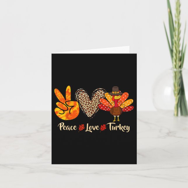 Peace Love Turkey Little Pilgrim Thanksgiving  Card (Front)
