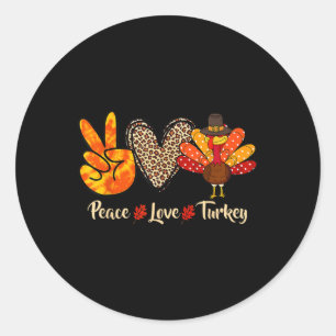 Peace Love Turkey Little Pilgrim Thanksgiving  Classic Round Sticker
