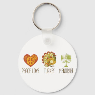 Peace Love Turkey Menorah Key Ring
