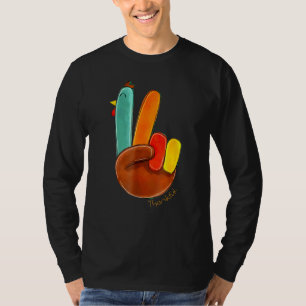 Peace Love Turkey Thankful Turkey Hand Sign T-Shirt