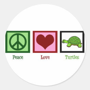 Peace Love Turtles Classic Round Sticker