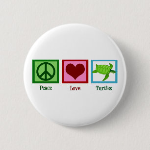 Peace Love Turtles Cute Sea Turtle 6 Cm Round Badge