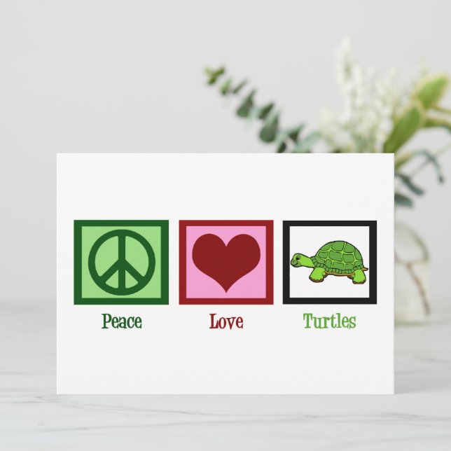 Peace Love Turtles Cute Turtle Card (Standing Front)