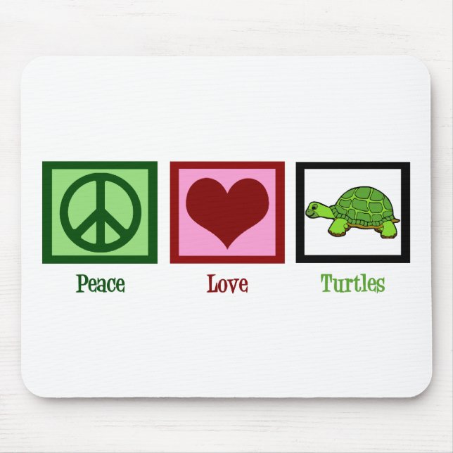 Peace Love Turtles Mouse Mat (Front)