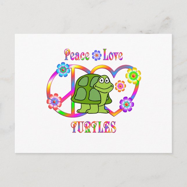 Peace Love Turtles Postcard (Front)