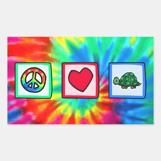 Peace, Love, Turtles Rectangular Sticker (Front)