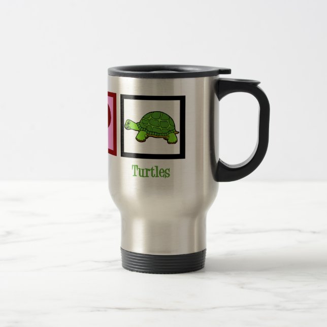 Peace Love Turtles Travel Mug (Right)