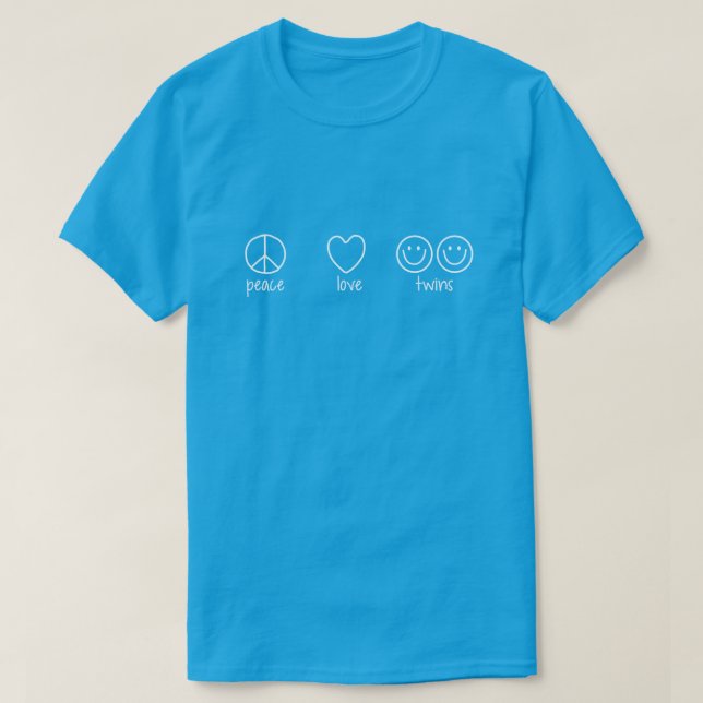 Peace, Love, Twins (Dark) T-Shirt (Design Front)