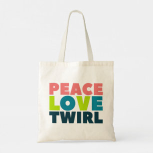 Peace Love Twirl Guard Colorguard Flag Twirler Tote Bag
