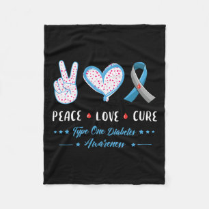 Peace Love Type One Diabetes Awareness Men Women K Fleece Blanket