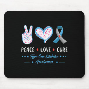 Peace Love Type One Diabetes Awareness Men Women K Mouse Mat