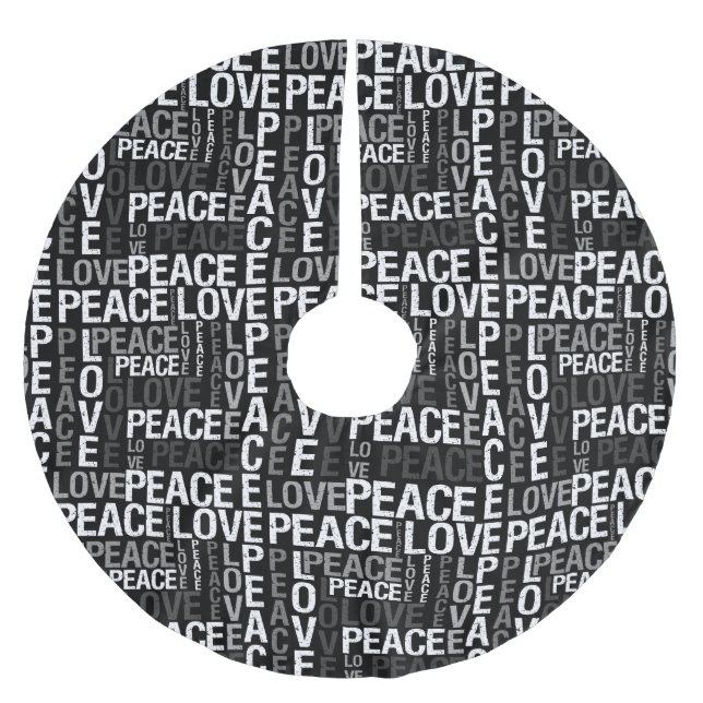 Peace Love Typography Brushed Polyester Tree Skirt (Front)
