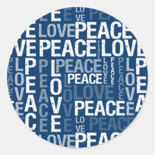 Peace Love Typography Classic Round Sticker