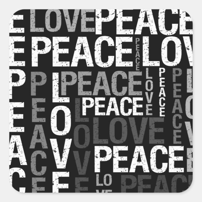 Peace Love Typography Square Sticker (Front)