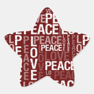 Peace Love Typography Star Sticker