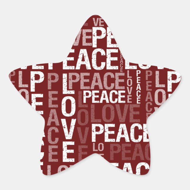 Peace Love Typography Star Sticker (Front)