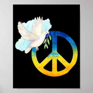 Peace Love Ukraine Dove Ukraine Flag Support Ukrai Poster