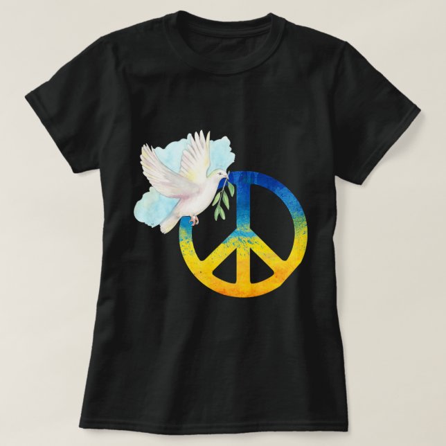 Peace Love Ukraine Dove Ukraine Flag Support Ukrai T-Shirt (Design Front)