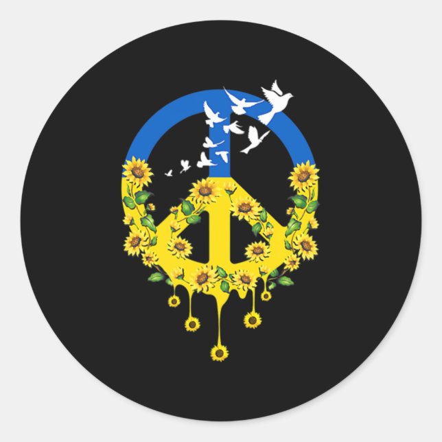 Peace Love Ukraine Dove Ukraine Sunflower Ukrainia Classic Round Sticker (Front)