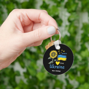 Peace Love Ukraine Sunflower Flag Stand with Pride Key Ring