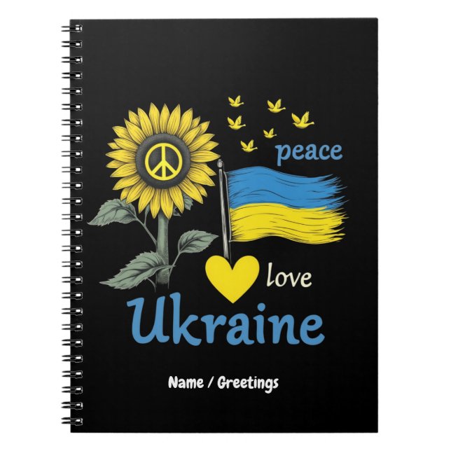 Peace Love Ukraine Sunflower Flag Stand with Pride Notebook (Front)