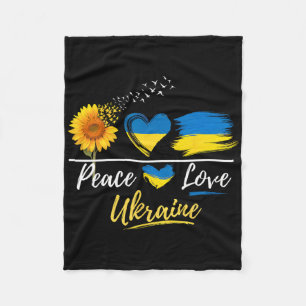 Peace Love Ukraine Sunflower Flag Stand With Ukrai Fleece Blanket