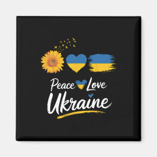 Peace Love Ukraine Sunflower Flag Stand With Ukrai Magnet