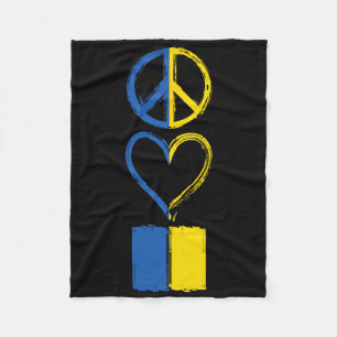 Peace Love Ukraine Ukrainian Flag Apparel Fleece Blanket