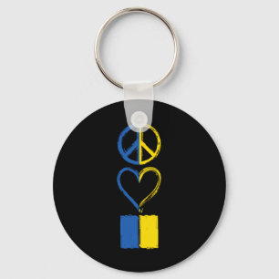 Peace Love Ukraine Ukrainian Flag Apparel Key Ring
