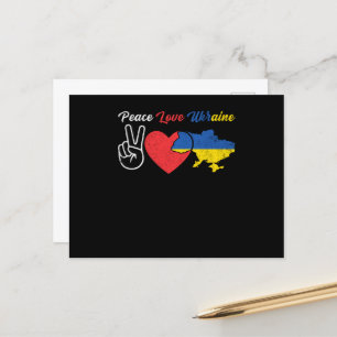 Peace Love Ukraine Ukrainian Flag Heart Postcard