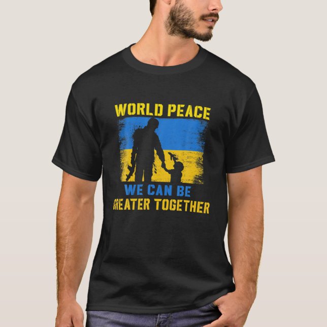 Peace, Love, Ukraine Ukrainian Flag I Stand With U T-Shirt (Front)