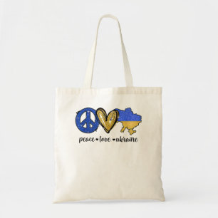 Peace, Love, Ukraine Ukrainian Flag I Stand With U Tote Bag