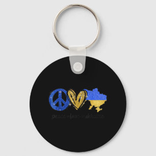 Peace Love Ukraine Ukrainian Flag I Stand With Ukr Key Ring