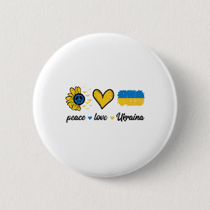 Peace Love Ukraine Vintage Ukrainian Groovy Women 6 Cm Round Badge