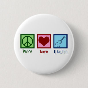 Peace Love Ukulele 6 Cm Round Badge
