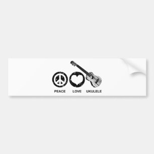 Peace Love Ukulele Bumper Sticker