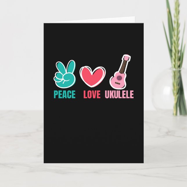 Peace Love Ukulele Guitar Music Card (Front)