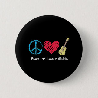 Peace Love Ukulele Hawaiian Music Ukelele Uke 6 Cm Round Badge