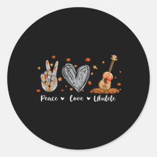 Peace Love Ukulele Hawaiian Ukelele Uke Guitar Pla Classic Round Sticker