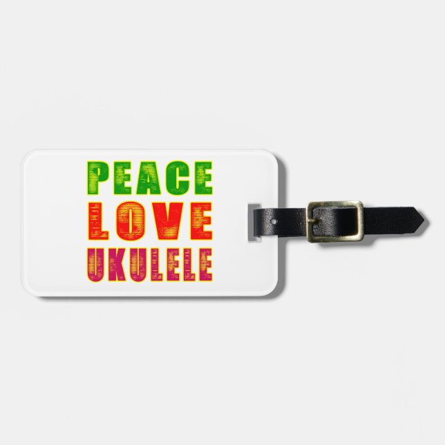 Peace Love Ukulele Luggage Tag (Front Horizontal)